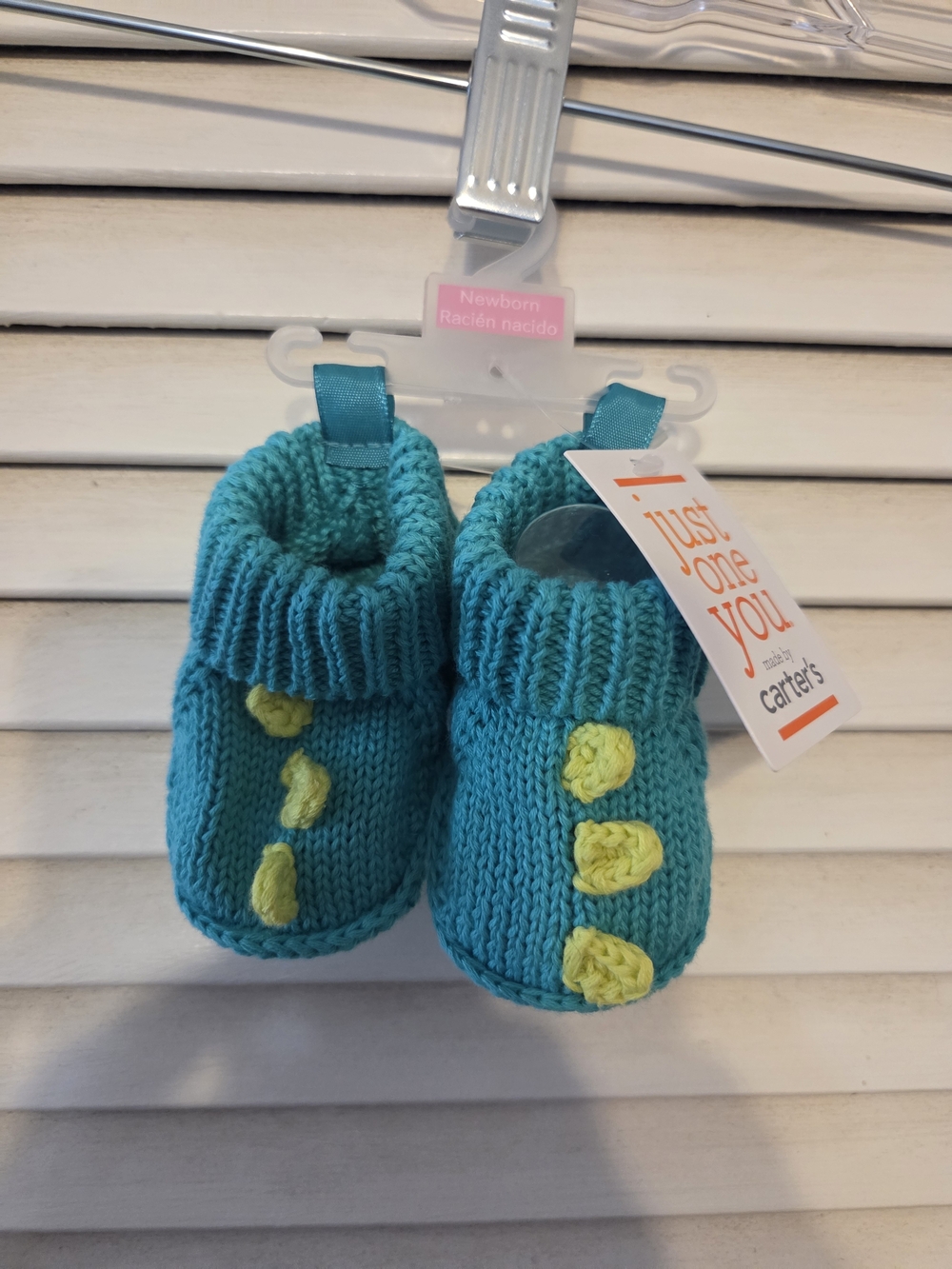 Carter's Teal Knit Baby Booties with Yellow Dots Size: Newborn